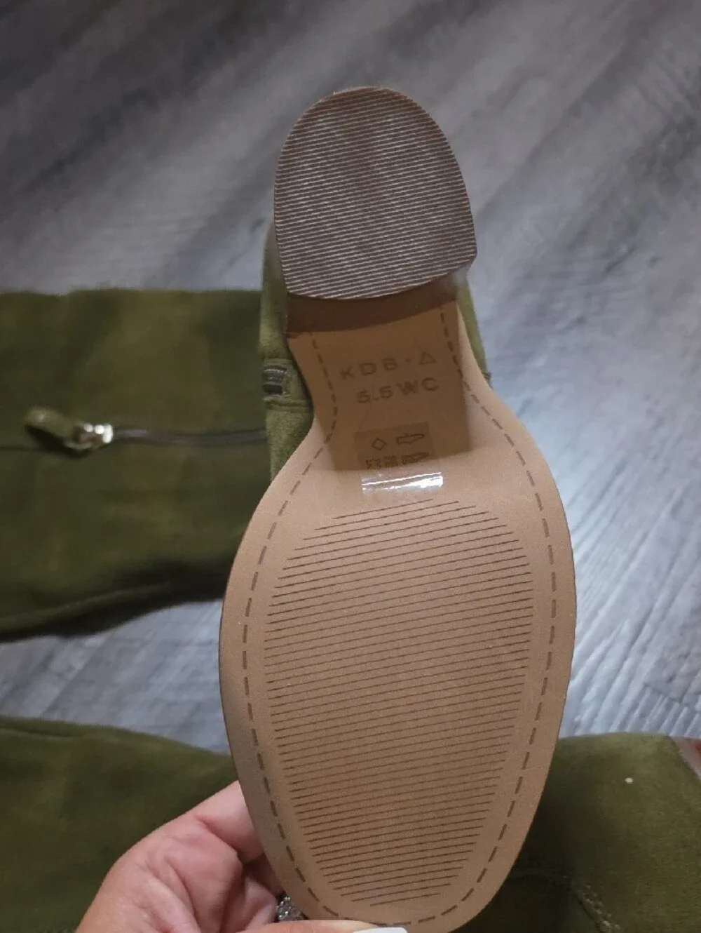 Kelsi Dagger Over-the-Knee Suede Heel Boot - Olive Size 5.5